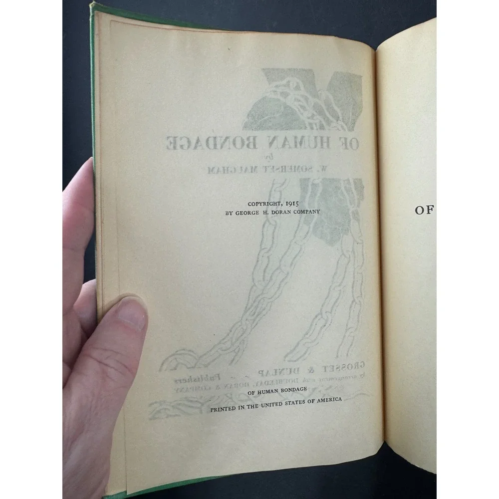 Of Human Bondage W Somerset Maugham Vintage Grosset & Dunlap Green Hardcover‎